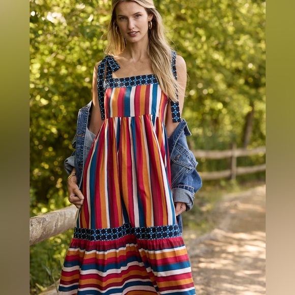 Printfresh Dresses & Skirts - PRINTFRESH The Way Around Dress Garnet Glow Season Stripes Size Medium